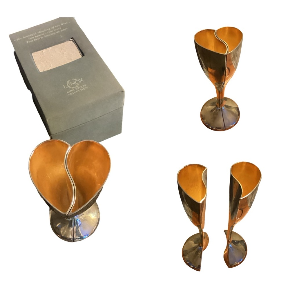 🚨 Lenox Silverplated Promise Heart Goblets